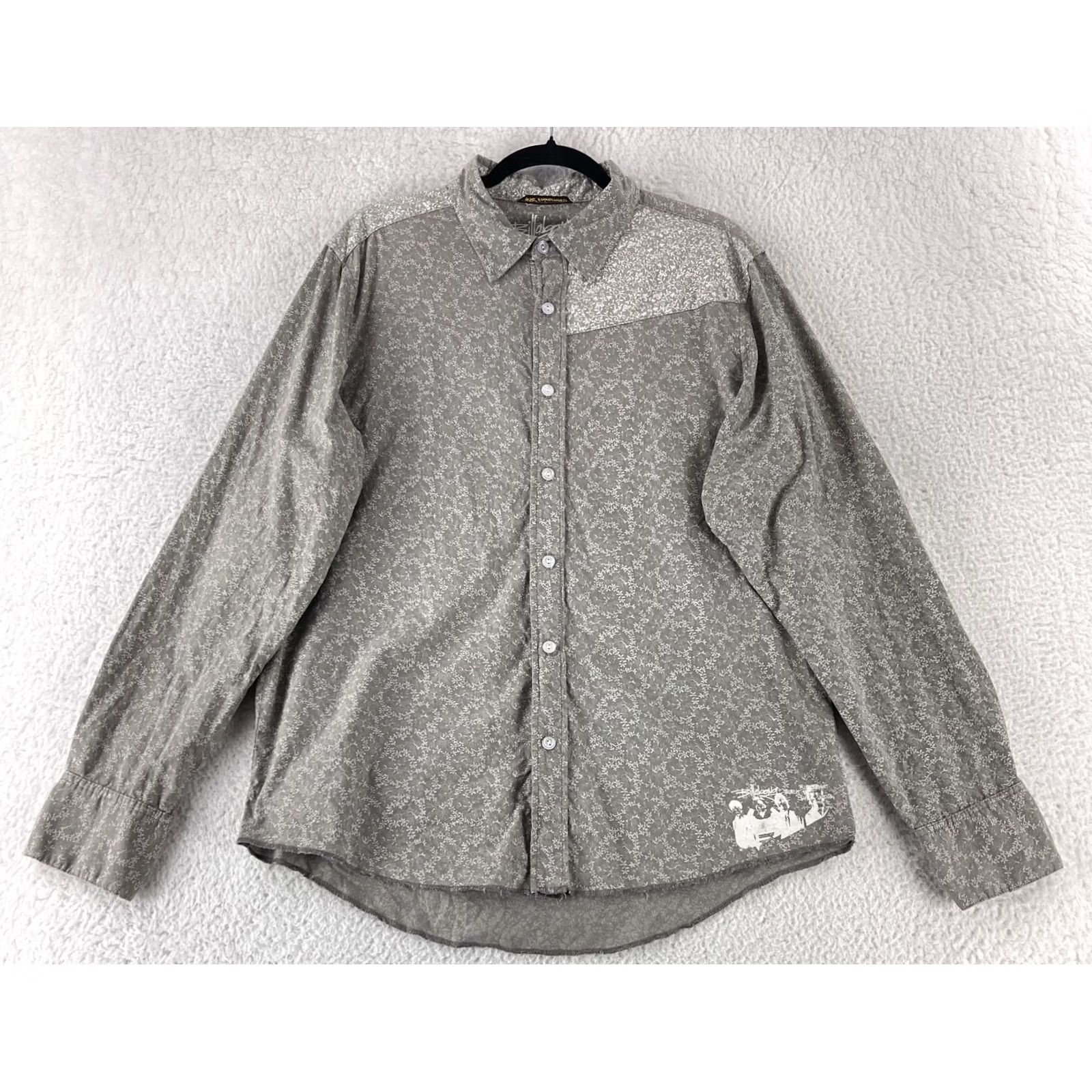 Billabong VINTAGE Billabong Button-Up Shirt Mens Large Gray Floral Made in USA Casual Size US L / EU 52-54 / 3 - 2 Thumbnail