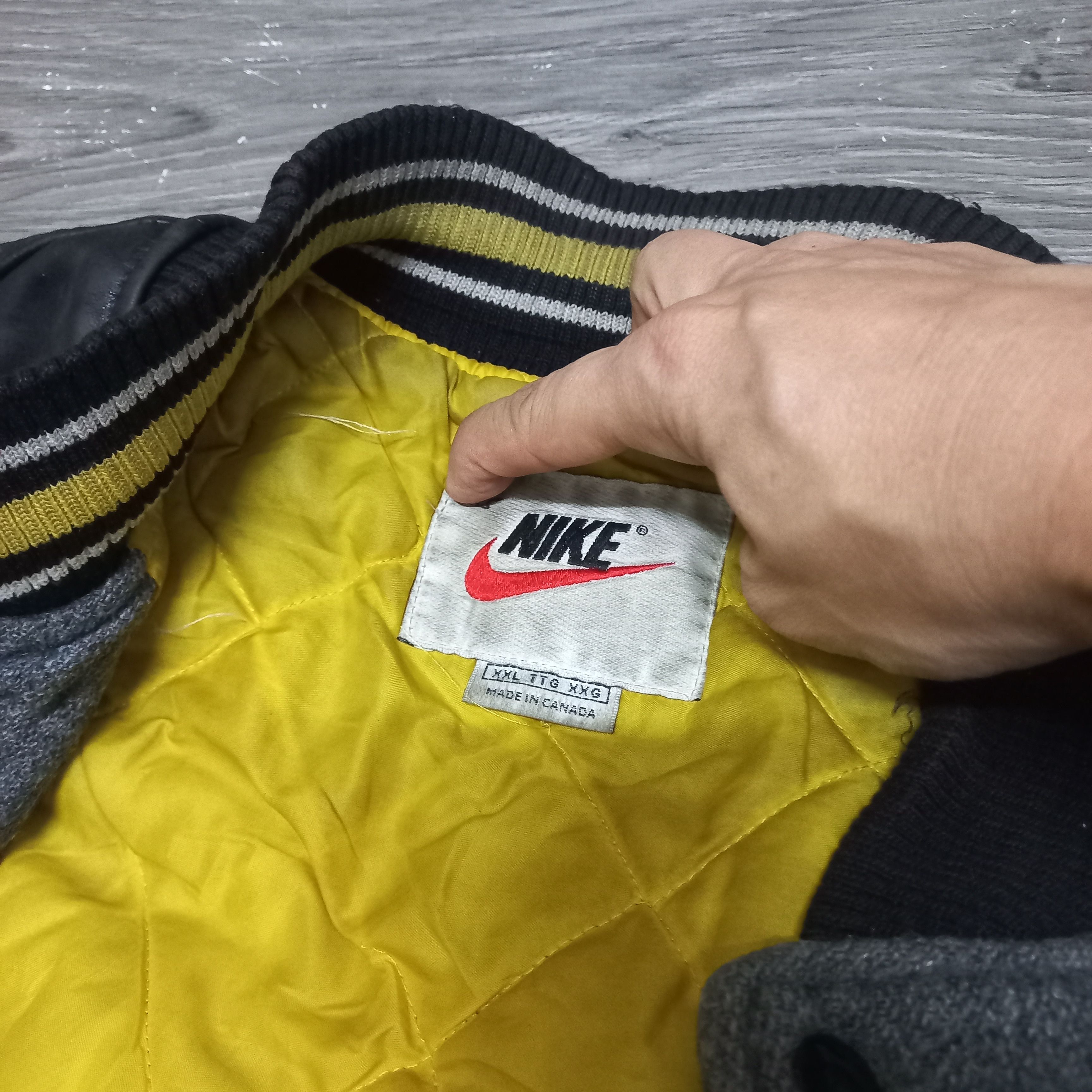 Nike × Vintage Vintage nike varsity leather bomber jacket Size US XXL / EU 58 / 5 - 5 Thumbnail