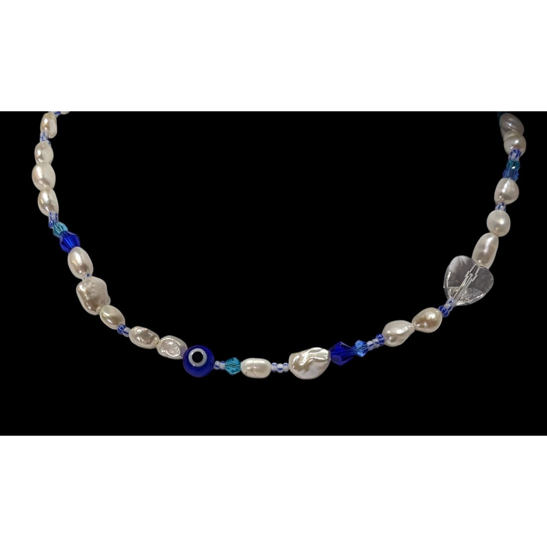 Other Elegant Whimsical Pearl And Evil Eye Glass Beaded Necklace Size ONE SIZE - 2 Thumbnail