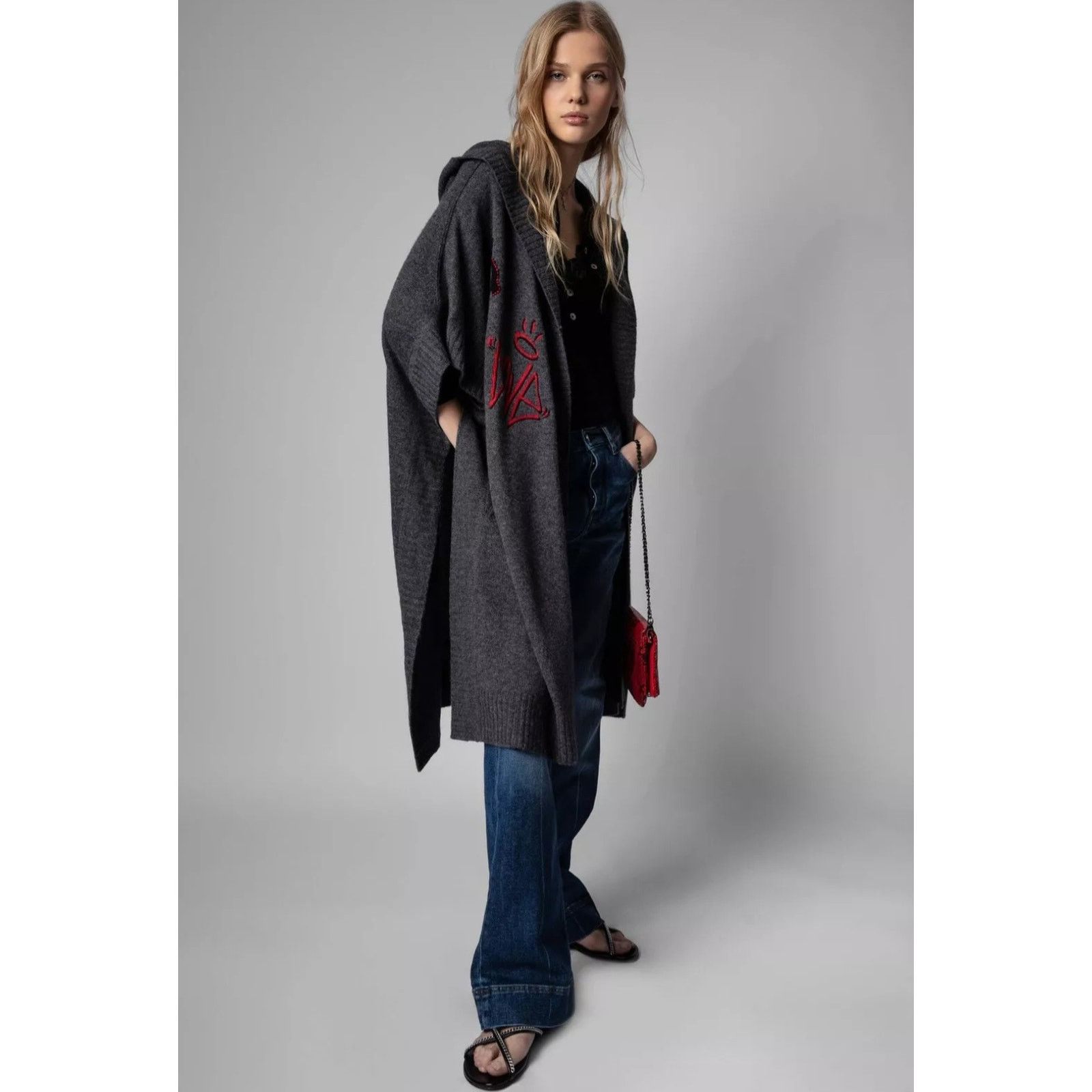 Zadig & Voltaire Zadig & Voltaire Inna Sweater Cardigan Cape OS Cashmere Size ONE SIZE - 4 Thumbnail