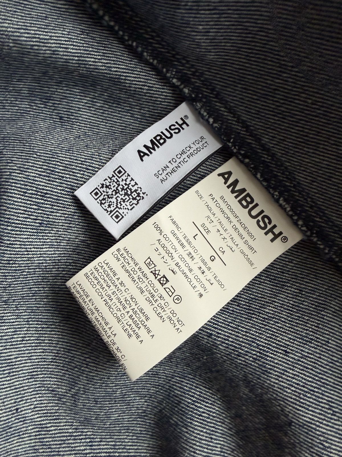 Ambush Design Indigo patchwork denim shirt Size US L / EU 52-54 / 3 - 5 Thumbnail