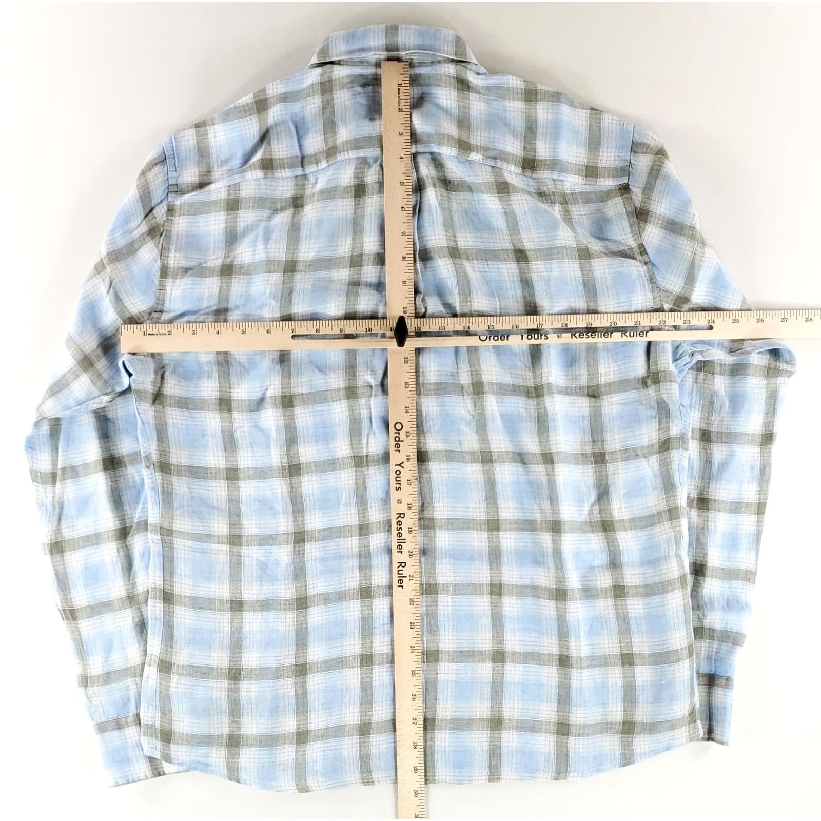 Peter Millar Peter Millar Shirt L Mens 100% Linen Long Sleeve Plaid Blue Gray Multicolor Size US L / EU 52-54 / 3 - 7 Thumbnail