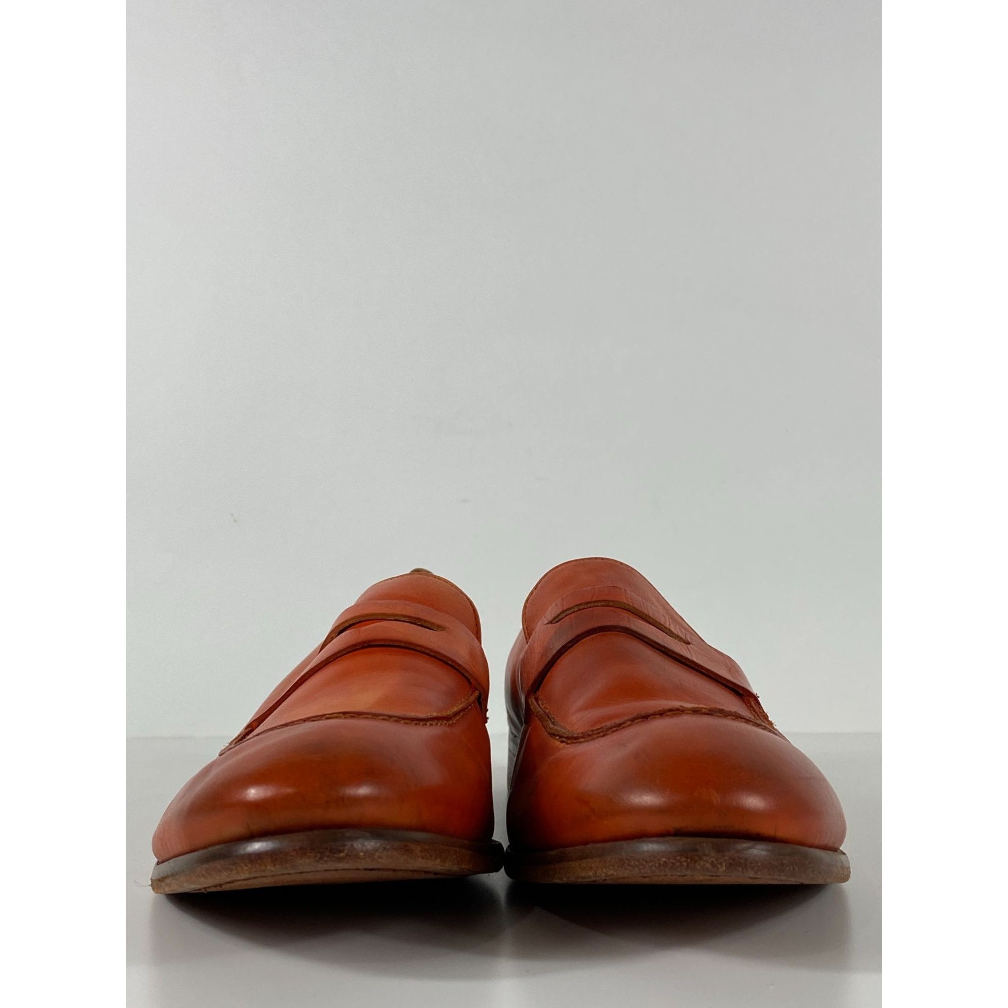 Donald Pliner Donald J Pliner ZAN-D9 Penny Tang Leather Loafers Shoes Oran Size US 10.5 / EU 43-44 - 4 Thumbnail