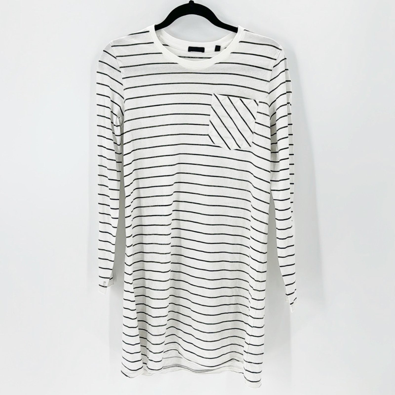 ATM ATM Stripe Shimmer Long Sleeve T-Shirt Dress Chalk/Black Size M / US 6-8 / IT 42-44 - 1 Thumbnail