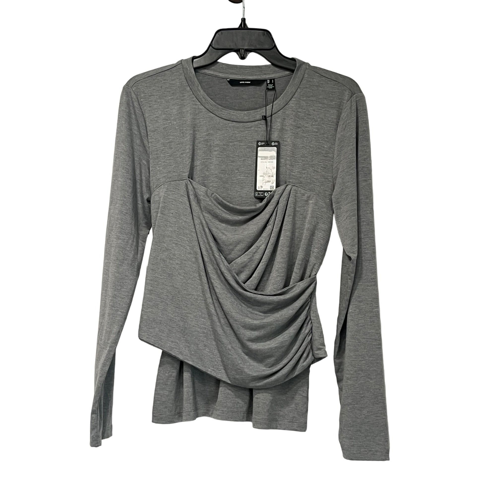 Other Vero Moda Nelly Ruched Knit Top, Heather Gray, Sz. L Size L / US 10 / IT 46 - 9 Thumbnail