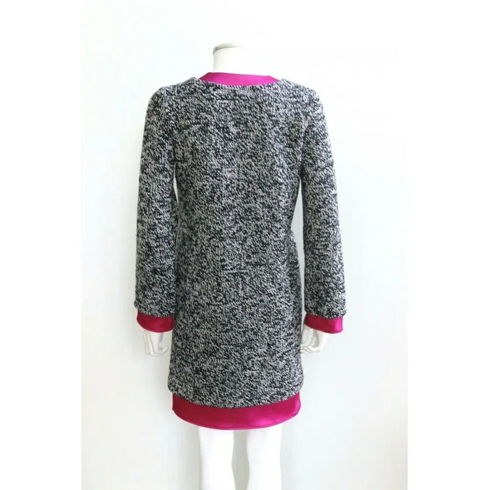 Balenciaga Grey Sweater Knit Pink Silk Dress F38 UK 10