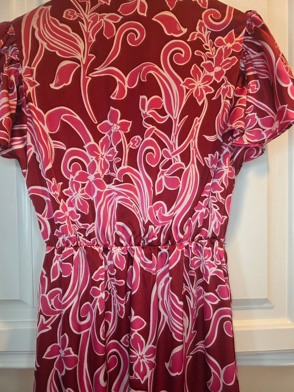 Nicole Miller Nicole Miller New York XS Pink Floral Wrap Midi Dress Flutte Size XS / US 0-2 / IT 36-38 - 4 Thumbnail
