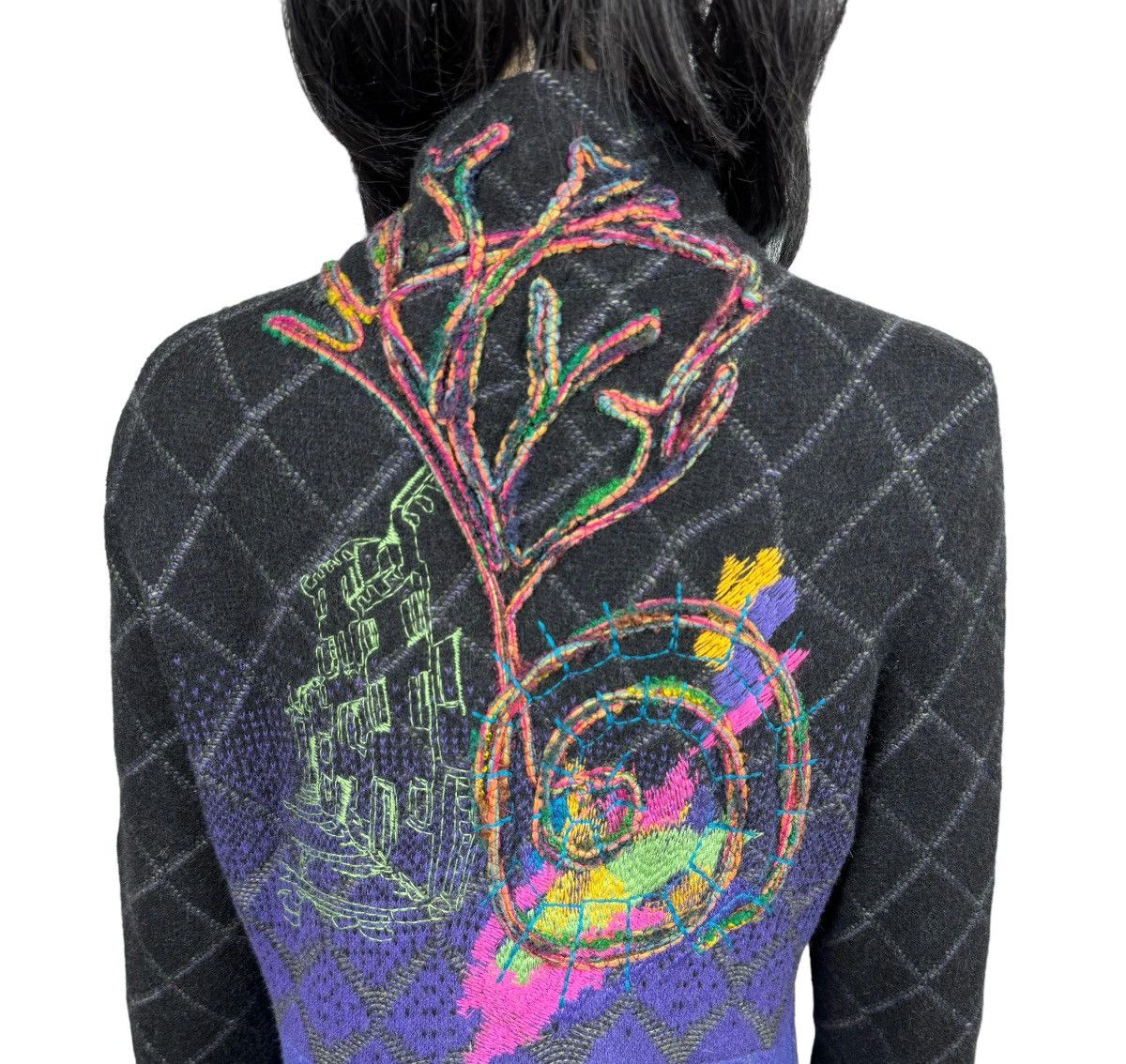Designer Ivko Woman Wool Knit Coat Multicolor Embroidered size M Size M / US 6-8 / IT 42-44 - 13 Thumbnail