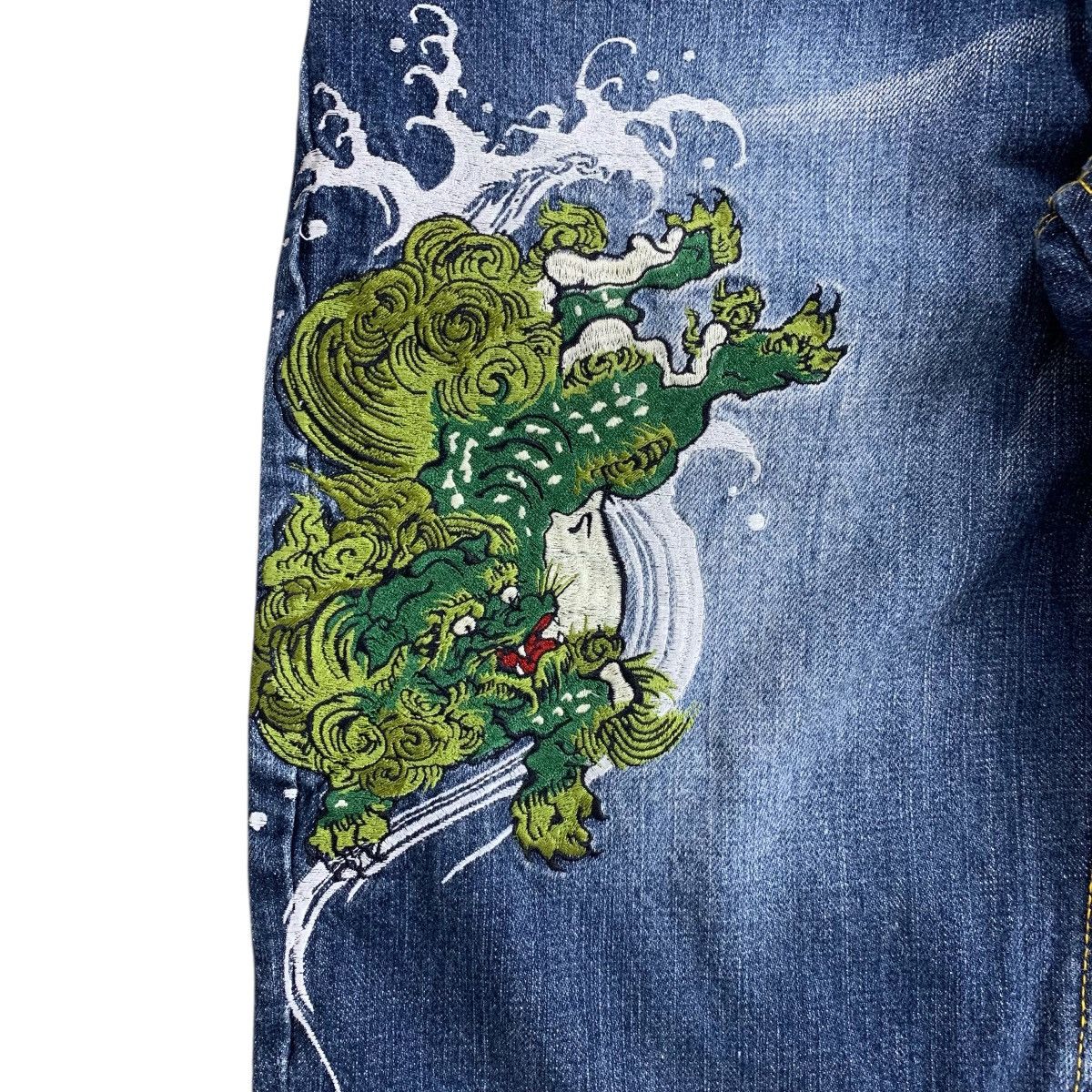 Japanese Brand Naminoritatsujin Karakuri Embroidered Jorts Denim Pants Size US 32 / EU 48 - 3 Thumbnail