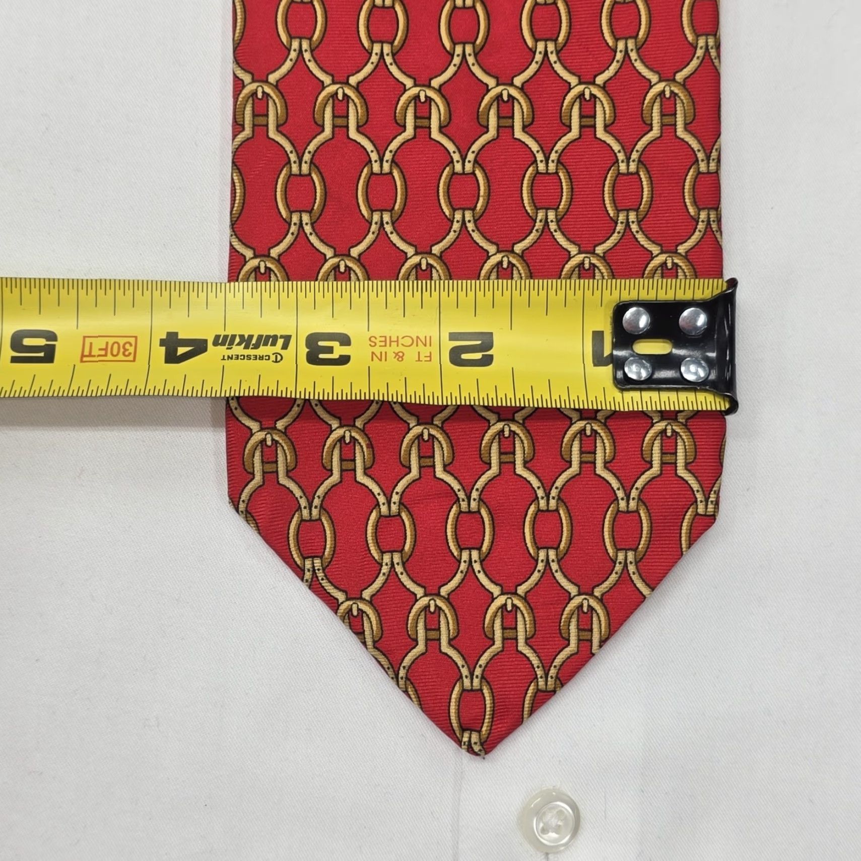 Brooks Brothers VTG Brooks Brothers Equestrian Bit Silk Tie Men’s Necktie Designer USA Red 56 1/2" x 3 3/4" Silk Geometric Tie Shirt?? Size ONE SIZE - 5 Thumbnail