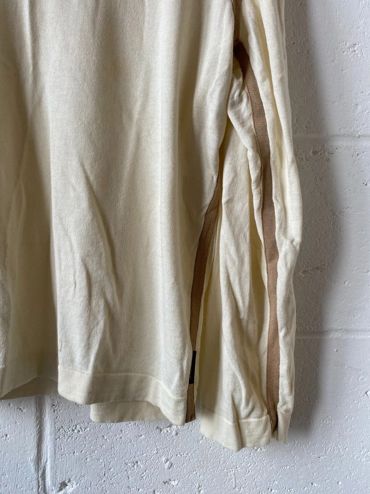 Moncler Moncler cream 100% cotton long sleeve polo shirt , TG L , 81 Size US L / EU 52-54 / 3 - 5 Thumbnail