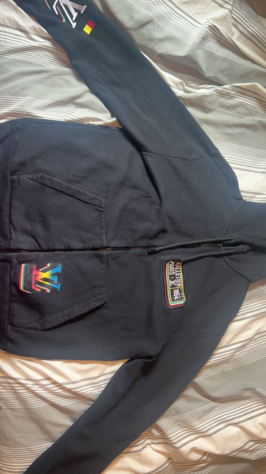 image of Louis Vuitton Jazz Multi Logo Hoodie in Black, Men's (Size 2XL)