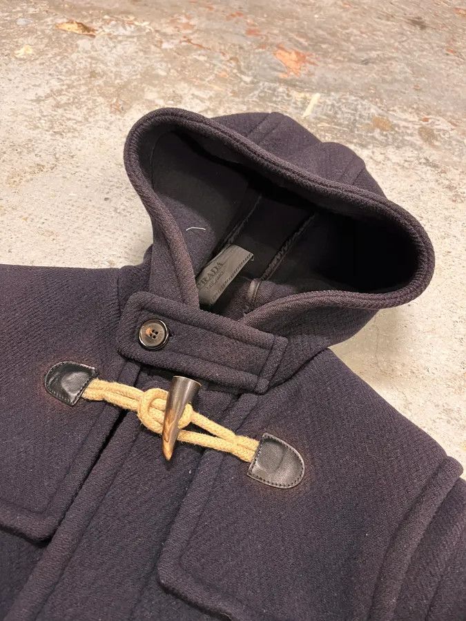 Prada 2000s Prada Navy Wool Horne Buckle Mongolian Hooded Jacket Size US S / EU 44-46 / 1 - 5 Thumbnail