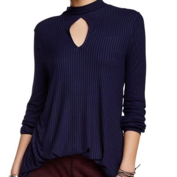 Free People We the Free S Tunic COPA BANANA Jersey Rib Knit Blue Coastal Size S / US 4 / IT 40 - 8 Thumbnail