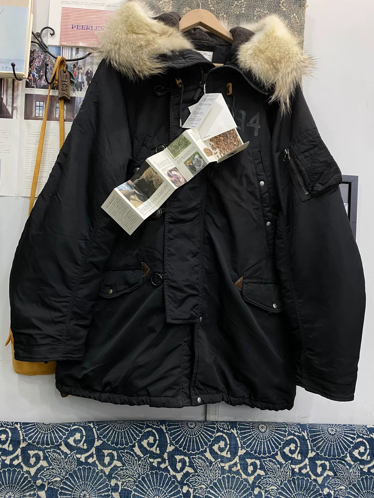 Visvim Valdez Heavy Pile Synthetic Faux Fur Hood Coat Jacket XL