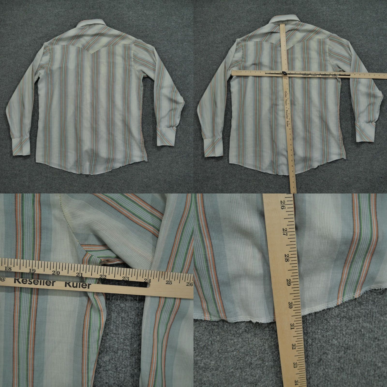 Champion VINTAGE Champion Western Shirt Mens 16.5 35 Green Orange Striped Pearl Snap 70s Size US S / EU 44-46 / 1 - 8 Thumbnail