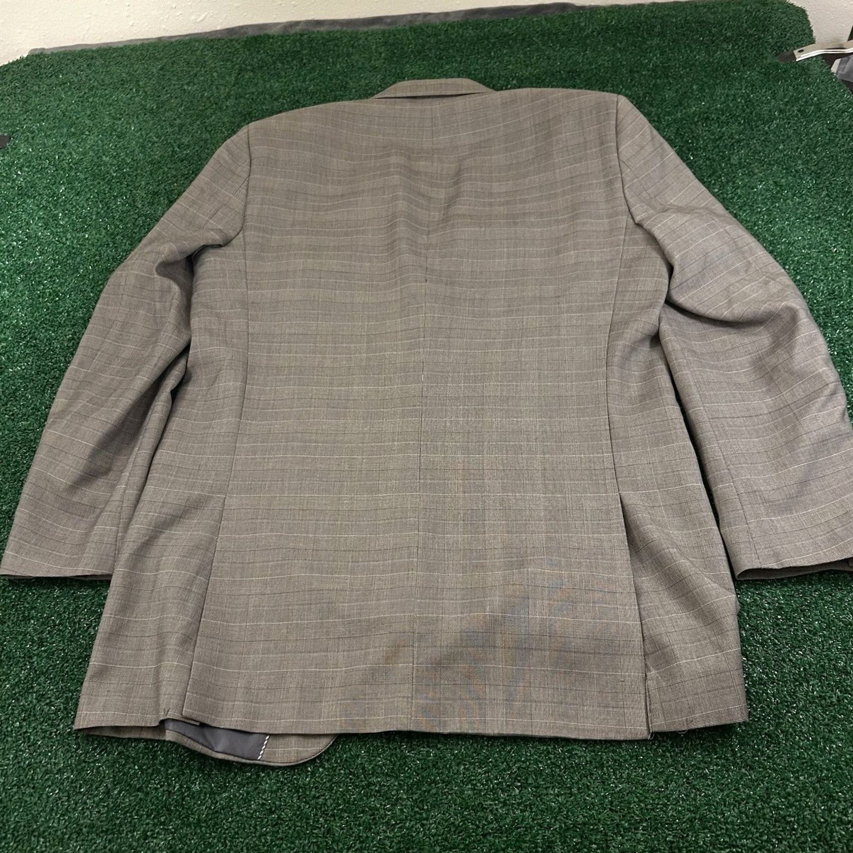 Vintage Vitali Blazer Jacket Mens 42L Beige Plaid Sport Coat Formal Work Preppy Pockets Shirt/Coat? Size 42R - 4 Thumbnail