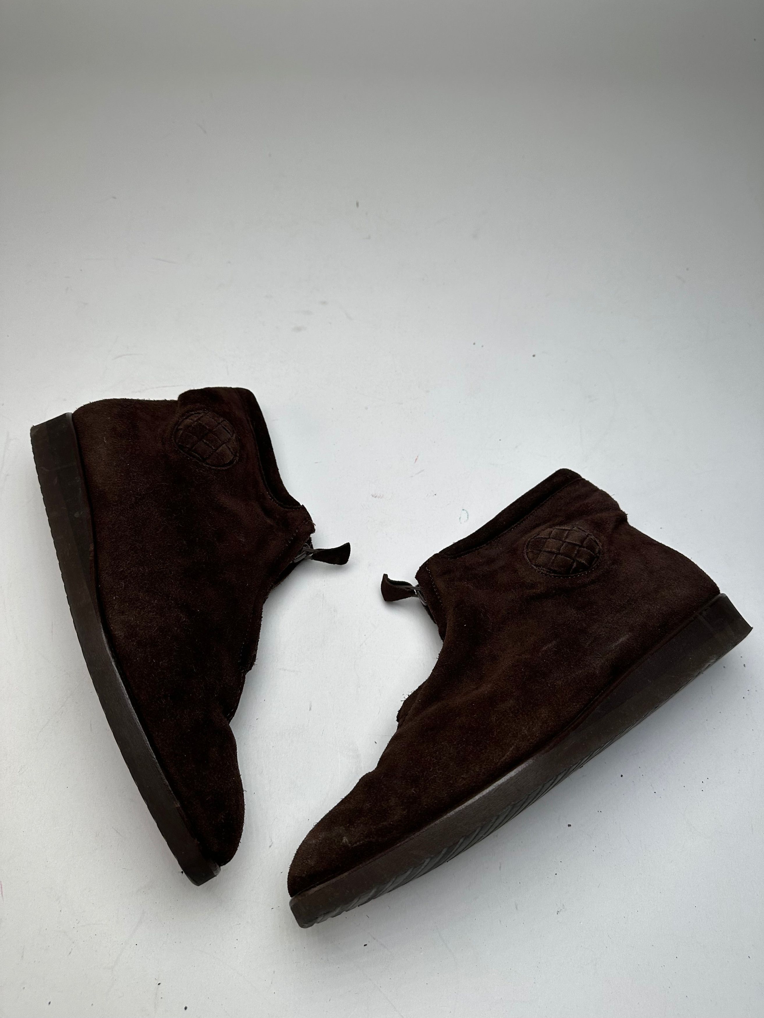 Bottega Veneta Vintage Suede Wool Hightop Sneaker Brown Size US 7 / IT 37 - 1 Thumbnail