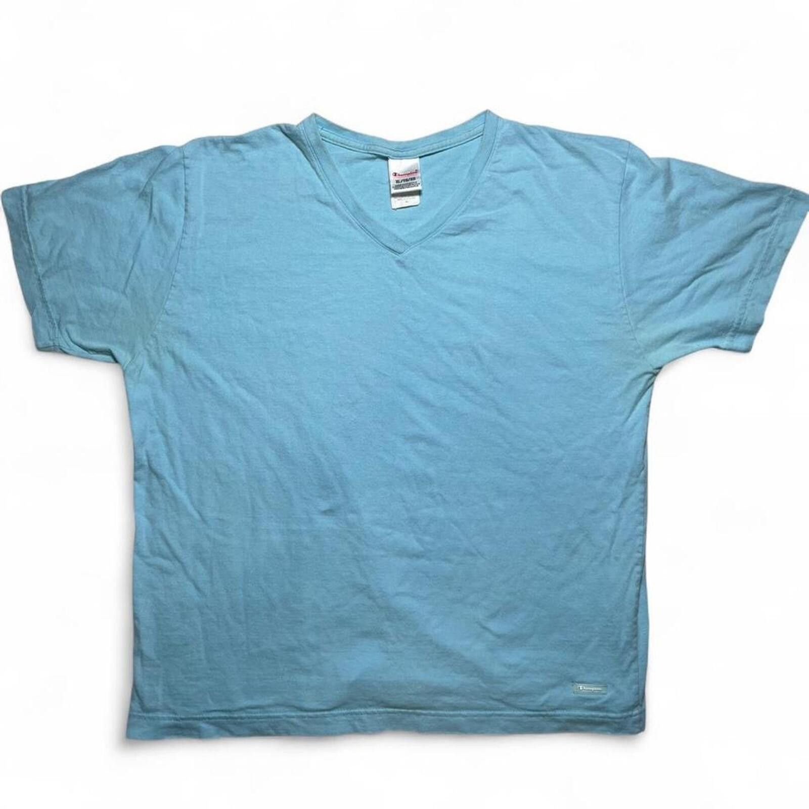 Champion Y2K Champion Light Blue V-Neck T-Shirt Size XL Size US XL / EU 56 / 4 - 1 Thumbnail