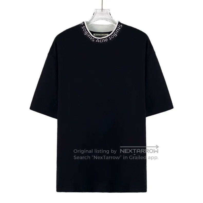 Acne Studios Acne Studios Black Neck Logo Letter Embroidered Short Slee Size US S / EU 44-46 / 1 - 1 Thumbnail