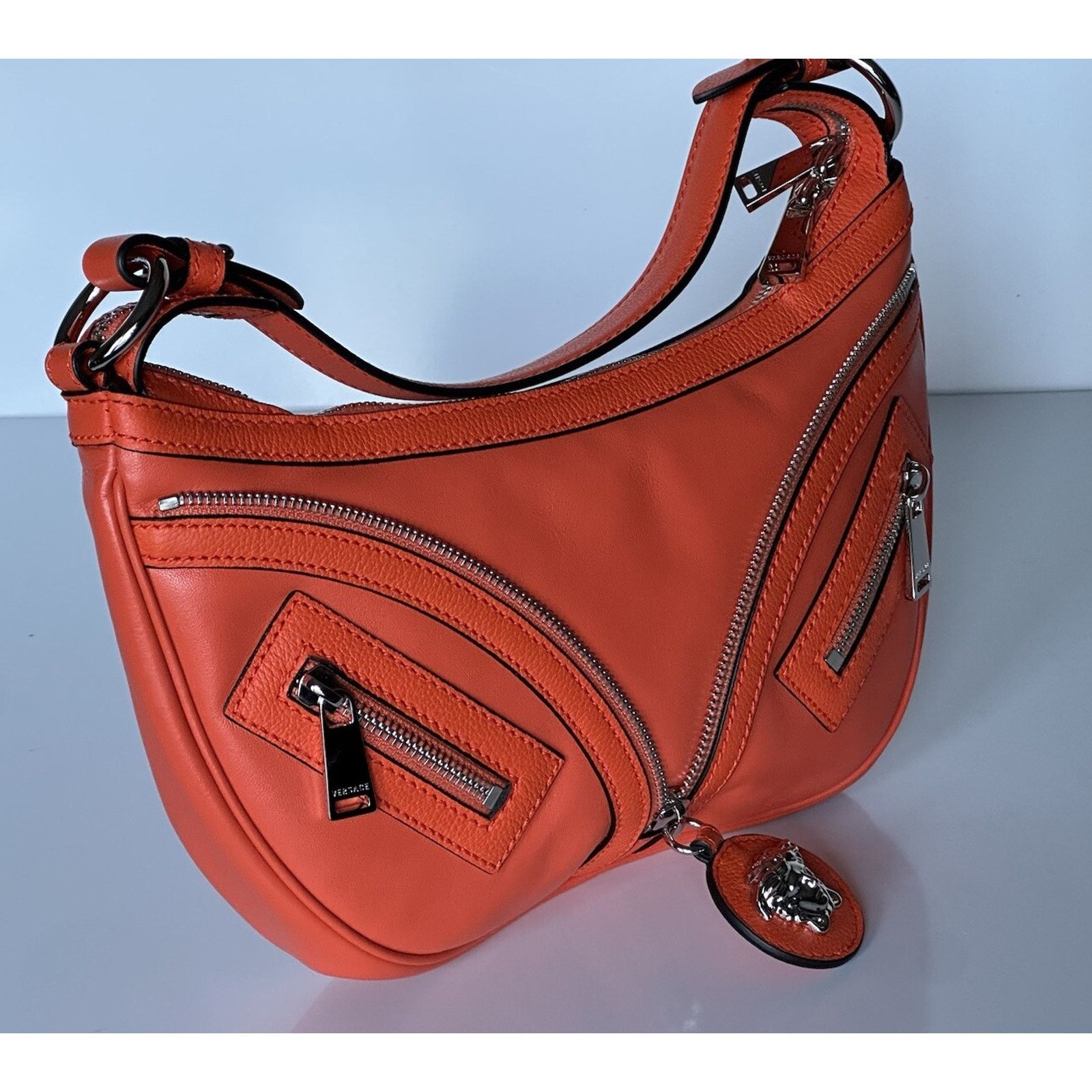 Versace Versace Medusa Leather Small Orange Hobo Bag 1007680 Size ONE SIZE - 5 Thumbnail
