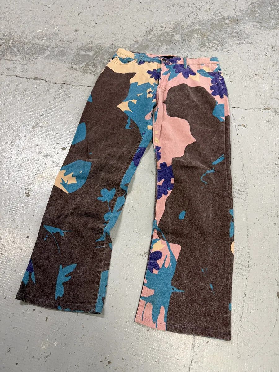 Just Cavalli 2000s Cavalli Pink & Blue Abstract Human Pants Size US 32 / EU 48 - 4 Thumbnail