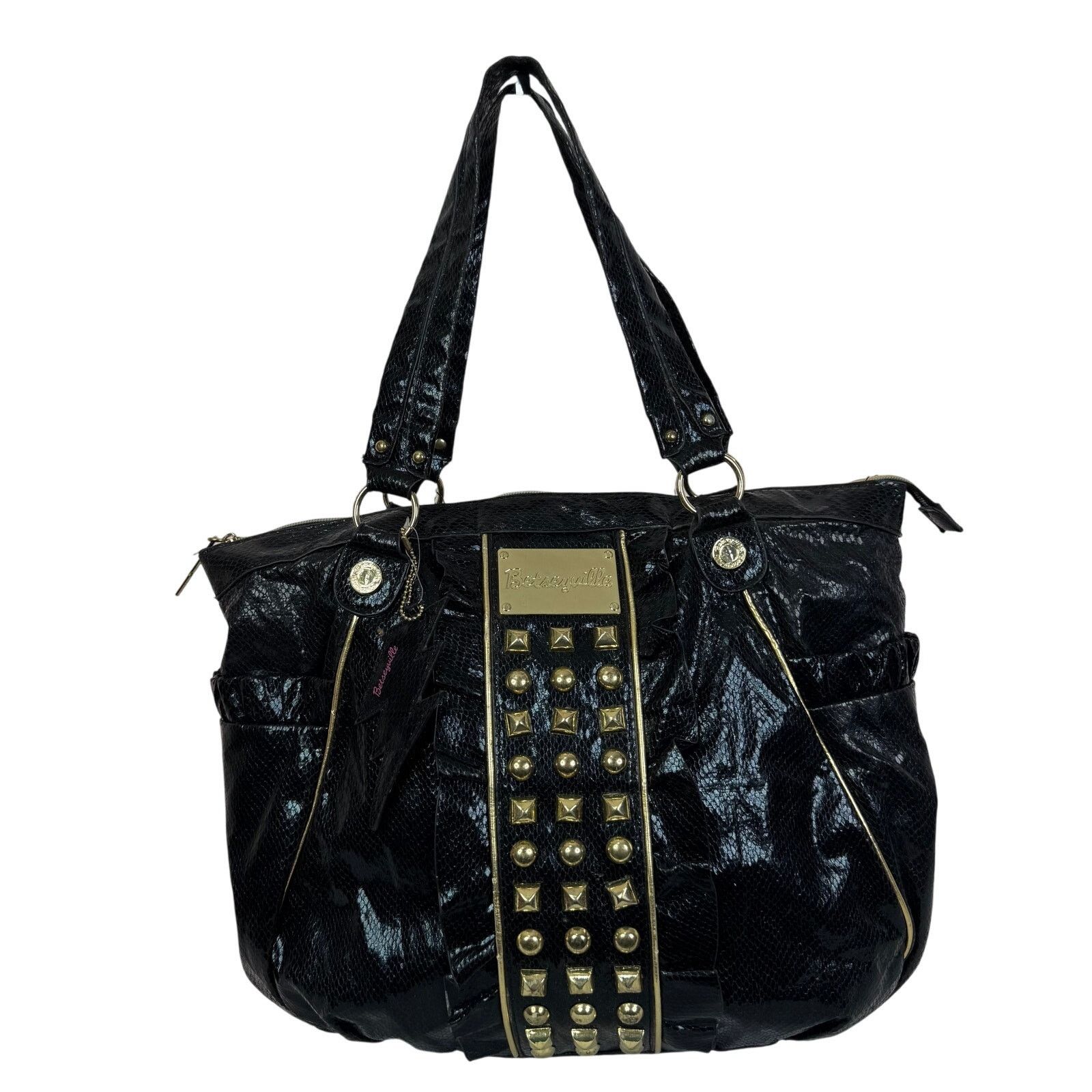 Betseyville Betsey Johnson Y2K Gold Studded Shoulder Bag in Black, Women's