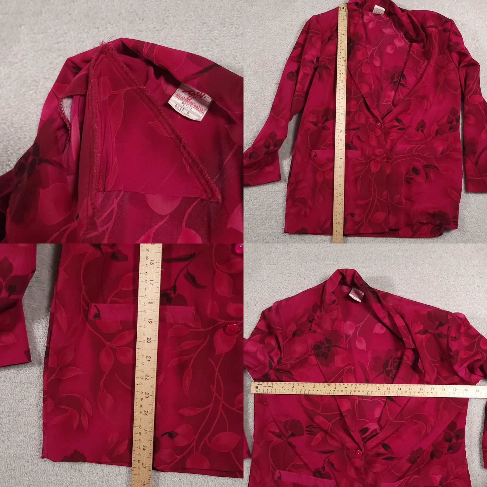Vintage VINTAGE Ysu Division Of Graff Blazer Womens 8 Floral Satin Jacket Petite Made in USA Red Floral Satin Blazer Women Petite 8 Vintage Mens? Size M / US 6-8 / IT 42-44 - 8 Thumbnail