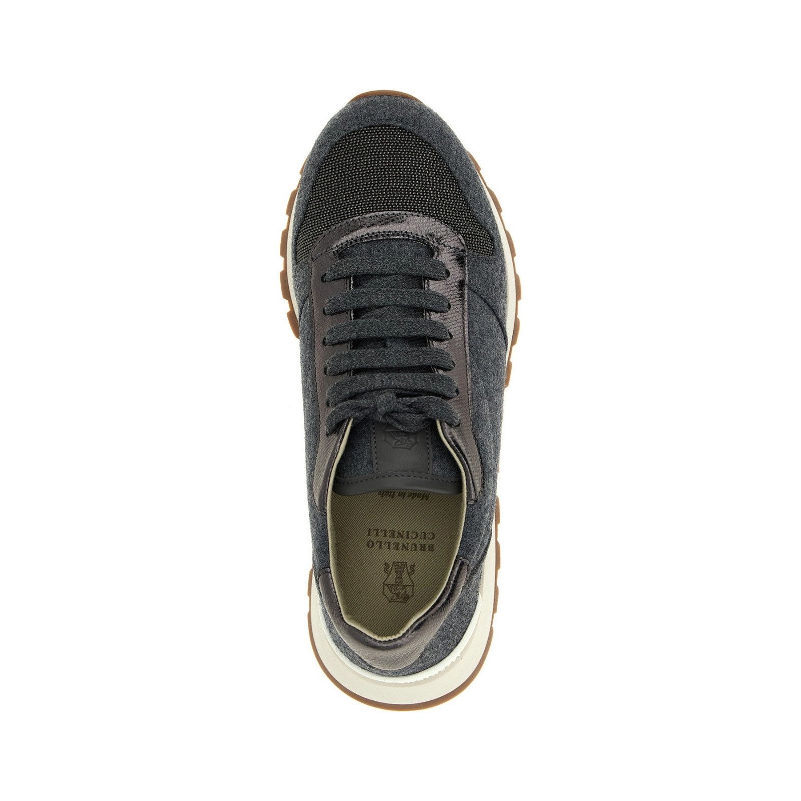Brunello Cucinelli BRUNELLO CUCINELLI Runners Gray Wool Sneakers New & Authenti Size US 8 / IT 38 - 4 Thumbnail