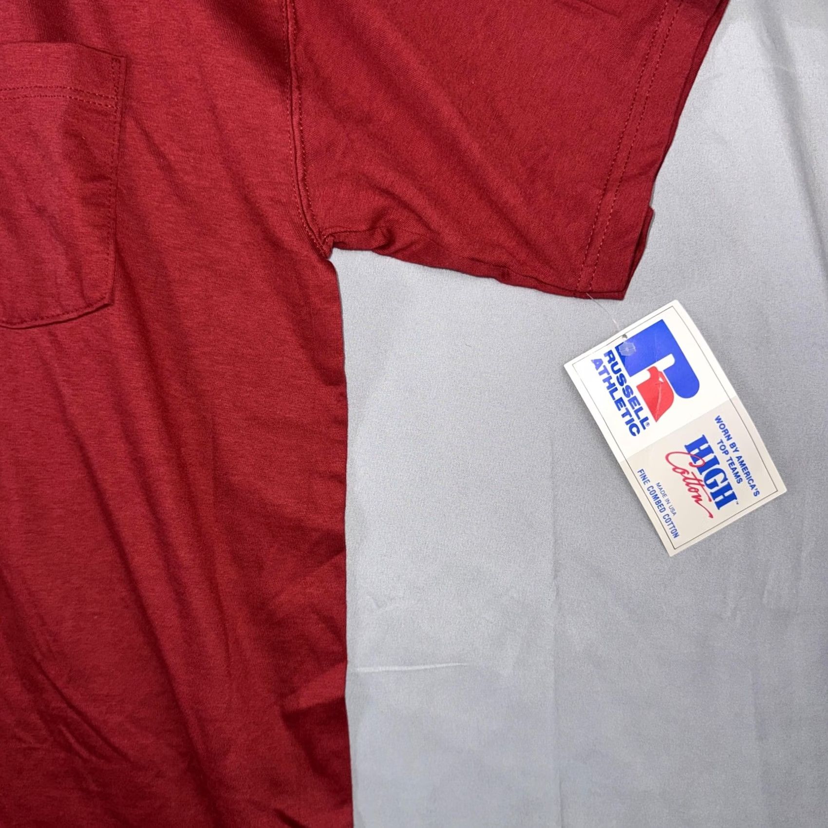 Russell Athletic VINTAGE Russell Athletic Shirt Mens L Red Pocket Tee Made USA Cotton Size US L / EU 52-54 / 3 - 4 Thumbnail