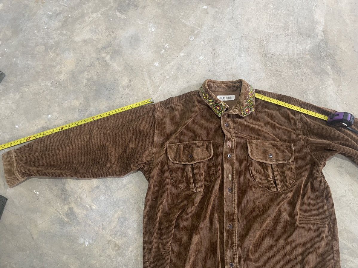 Vintage vintage news paper beaded collar bohemian corduroy shirt Size US L / EU 52-54 / 3 - 7 Thumbnail