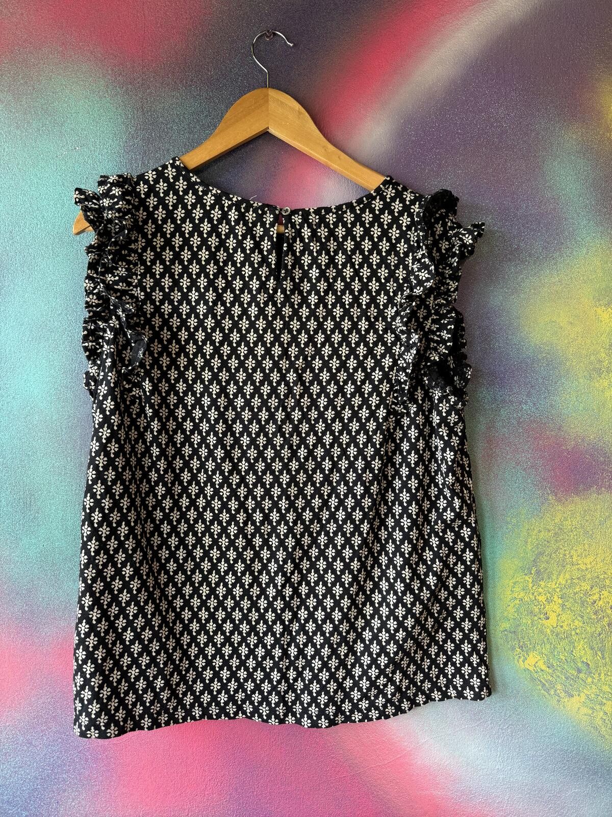 Other Fat Face navy blue & white Geometric Sleeveslees Ruffle Top Size XL / US 12-14 / IT 48-50 - 4 Thumbnail