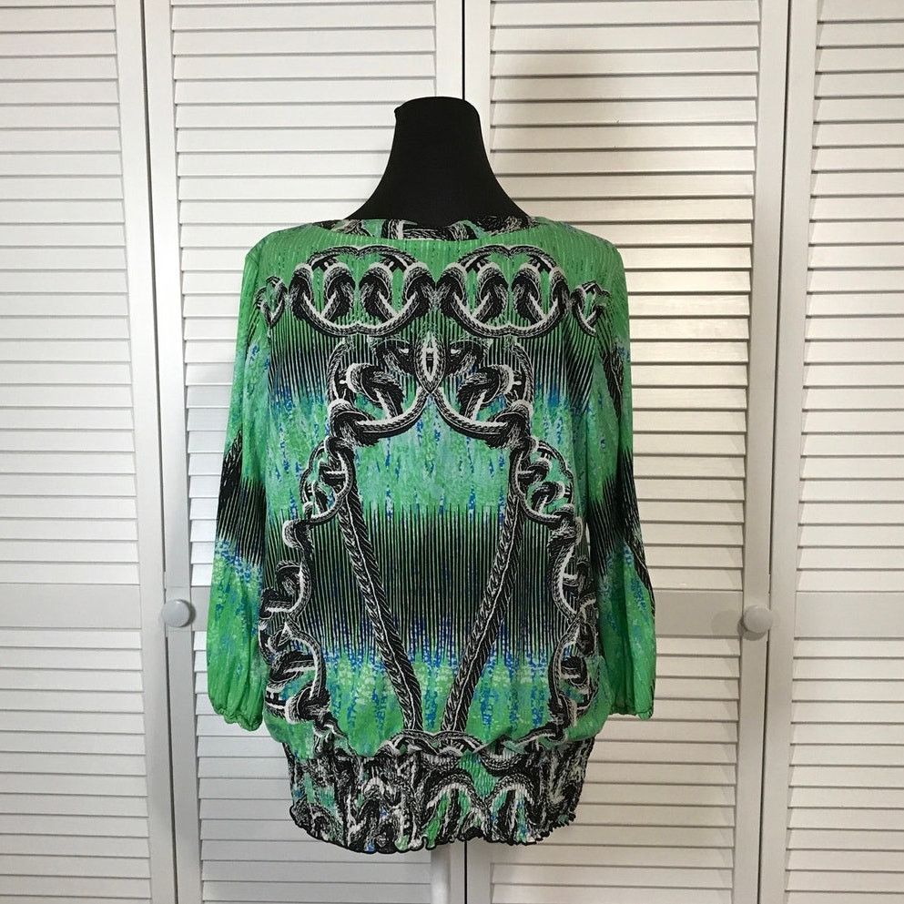 Other Valerie Stevens Retro Bohemian Green Black Blouse XL Size XL / US 12-14 / IT 48-50 - 3 Thumbnail
