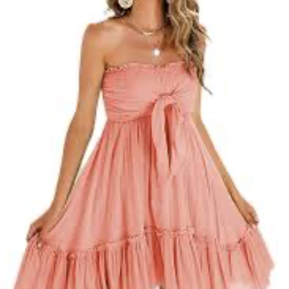 Other Elegant Peach Strapless Mini Dress Size S / US 4 / IT 40 - 1 Thumbnail