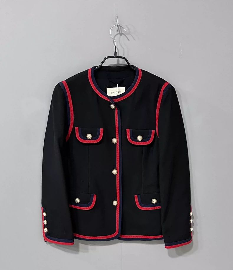 Gucci Gucci Black and red pearl button clip jacket 2501-Nextarrow Size US XXS / EU 40 - 1 Thumbnail