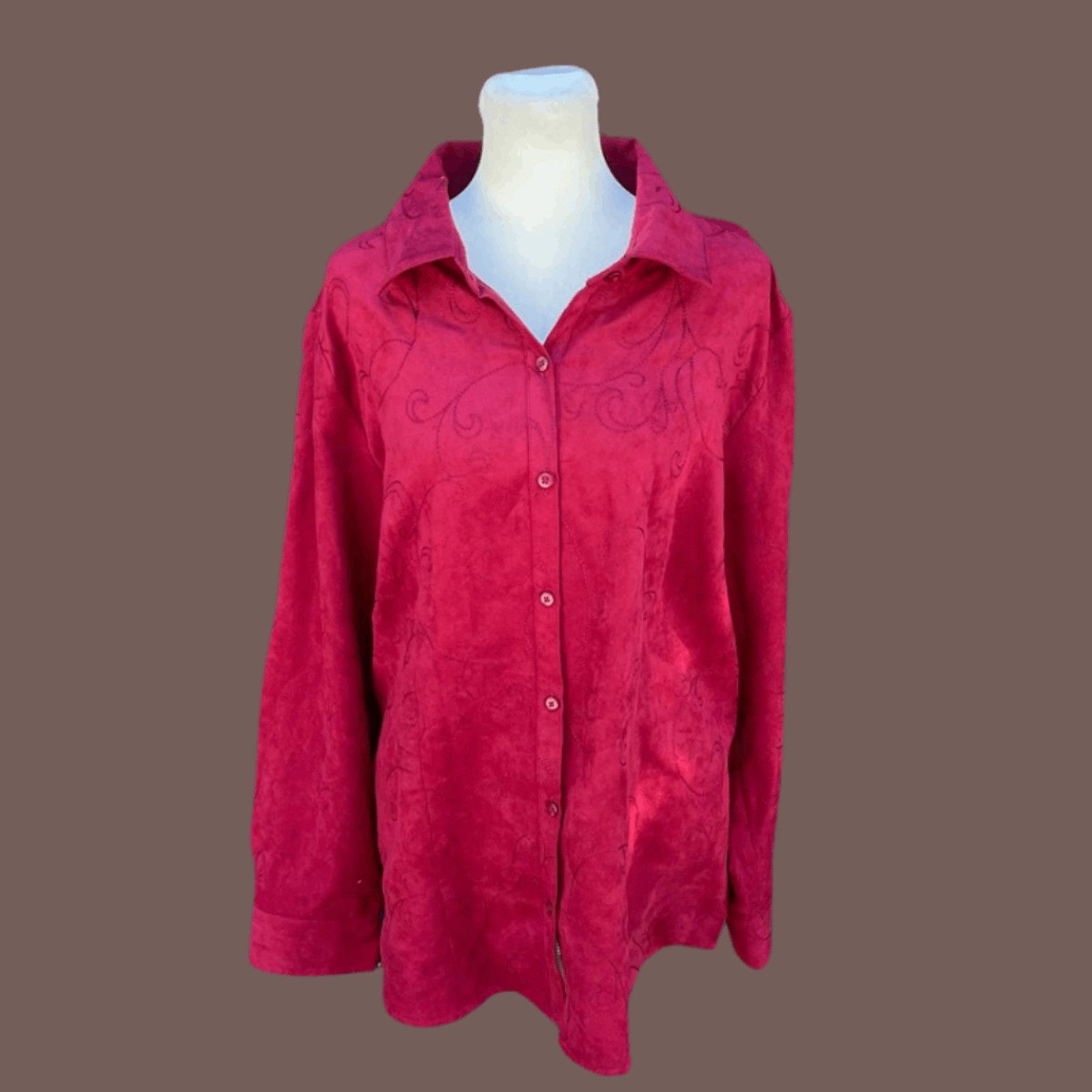 Croft & Barrow VTG Embroidered Shirt | Croft & Barrow Red | Y2K Femme Size L / US 10 / IT 46 - 1 Thumbnail