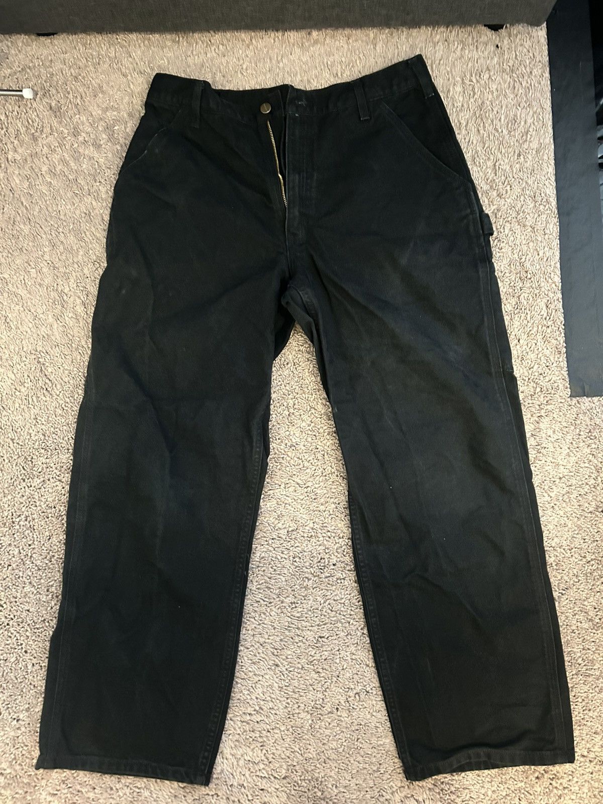 Carhartt Black Oversized Carhatt Denim Cargos Size US 35 - 1 Thumbnail