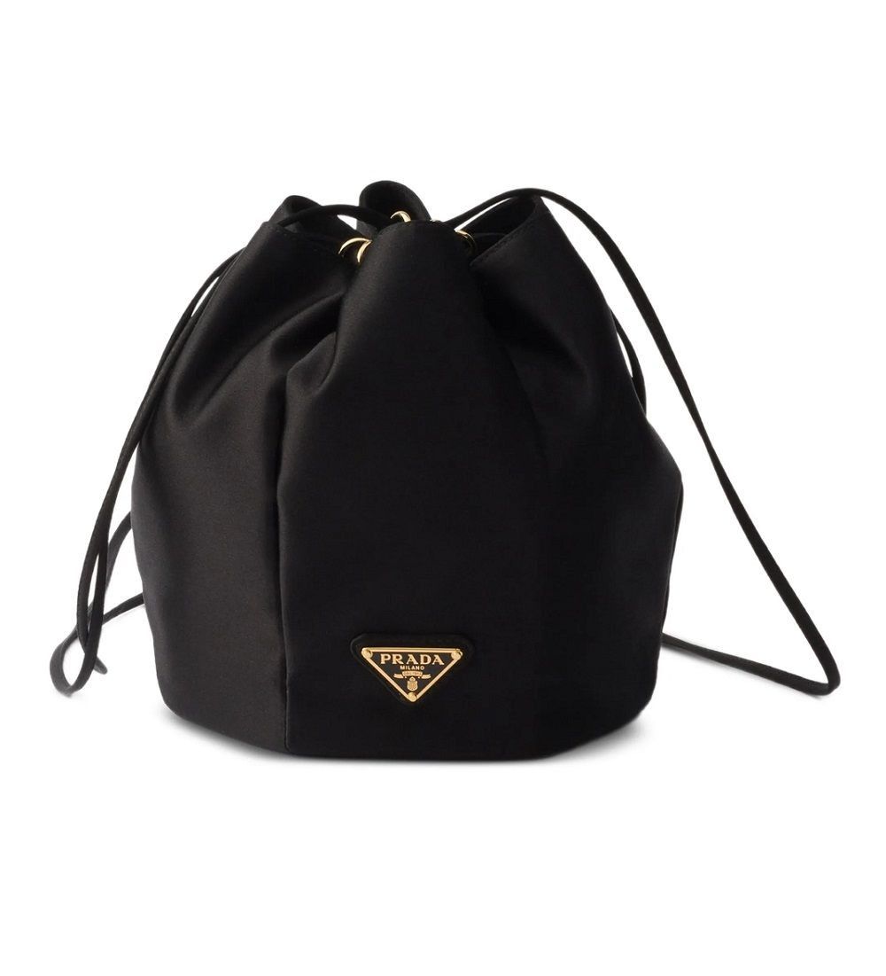 Satin Mini Bucket Bag Black, Women's
