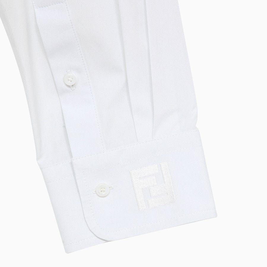 Fendi o1d2blof0824 Cotton Chemisier Dress With Belt in White Size L / US 10 / IT 46 - 3 Thumbnail