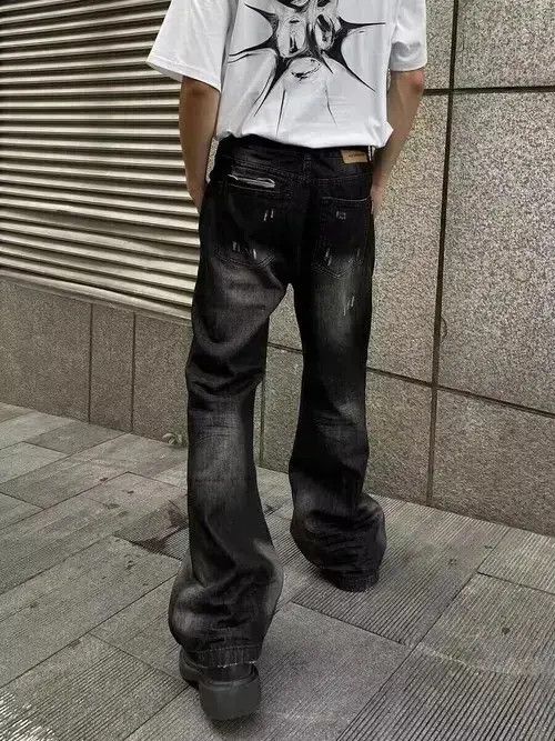 Japanese Brand Street ripped corrugated pleated micro-flared jeans Size US 32 / EU 48 - 6 Thumbnail