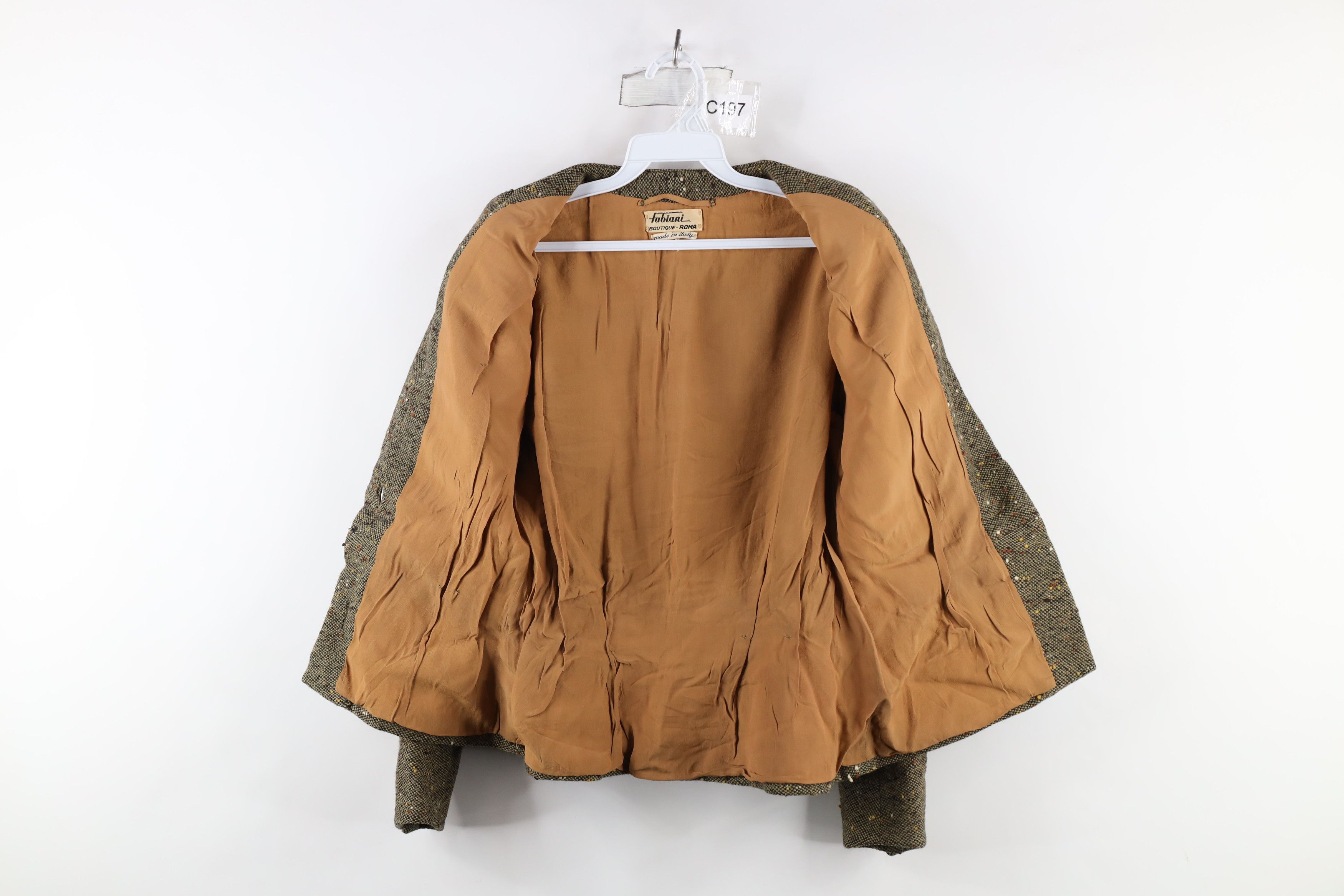 Vintage Vintage 50s Italian Couture Tweed Button Blazer Jacket Italy Size XL / US 12-14 / IT 48-50 - 7 Thumbnail