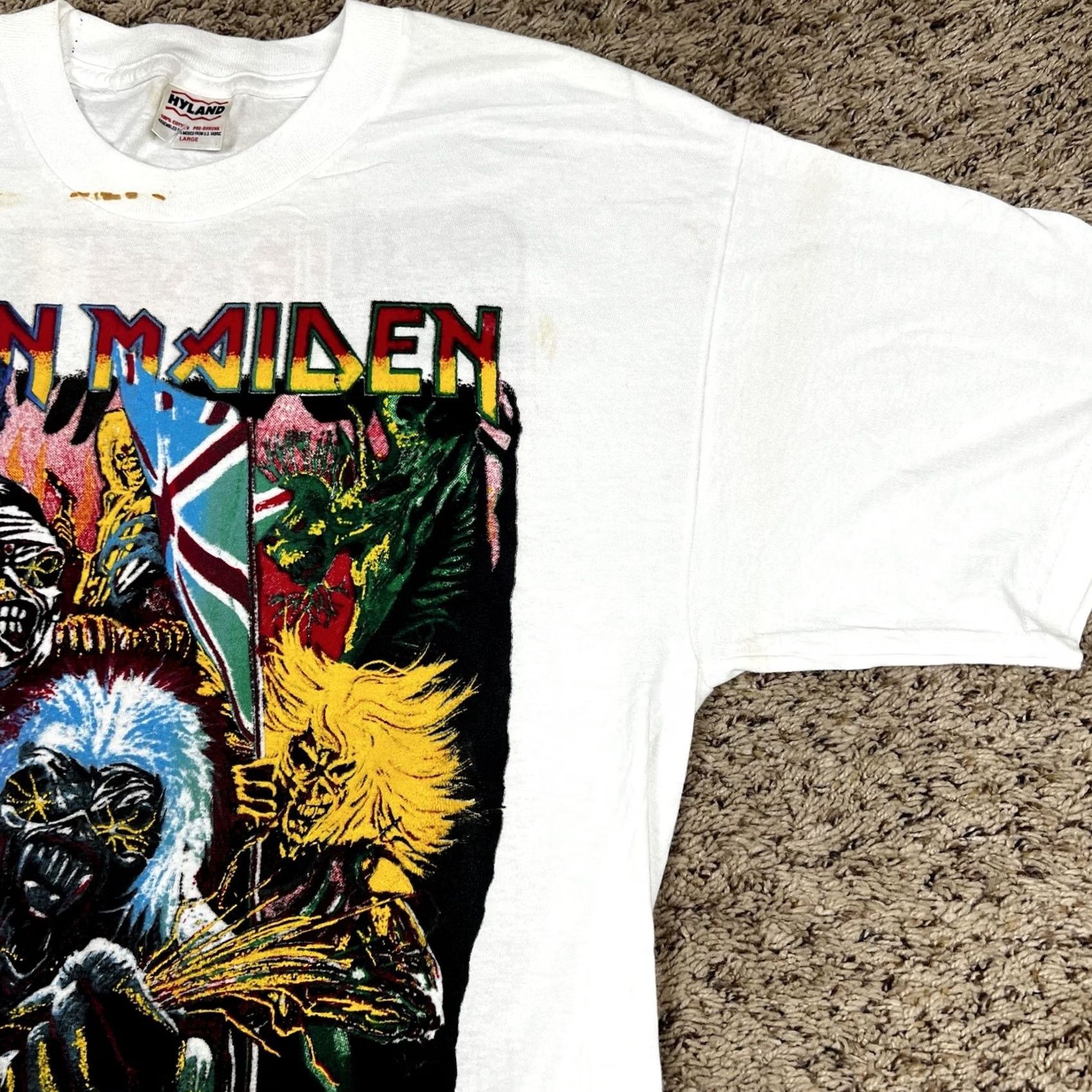 Vintage Vintage Iron Maiden Gonna Get Ya No Matter Who You Are Shirt Large Deadstock Unisex Adults 90s Grunge White Cotton Short Sleeve Crew Neck Graphic Size US L / EU 52-54 / 3 - 6 Thumbnail