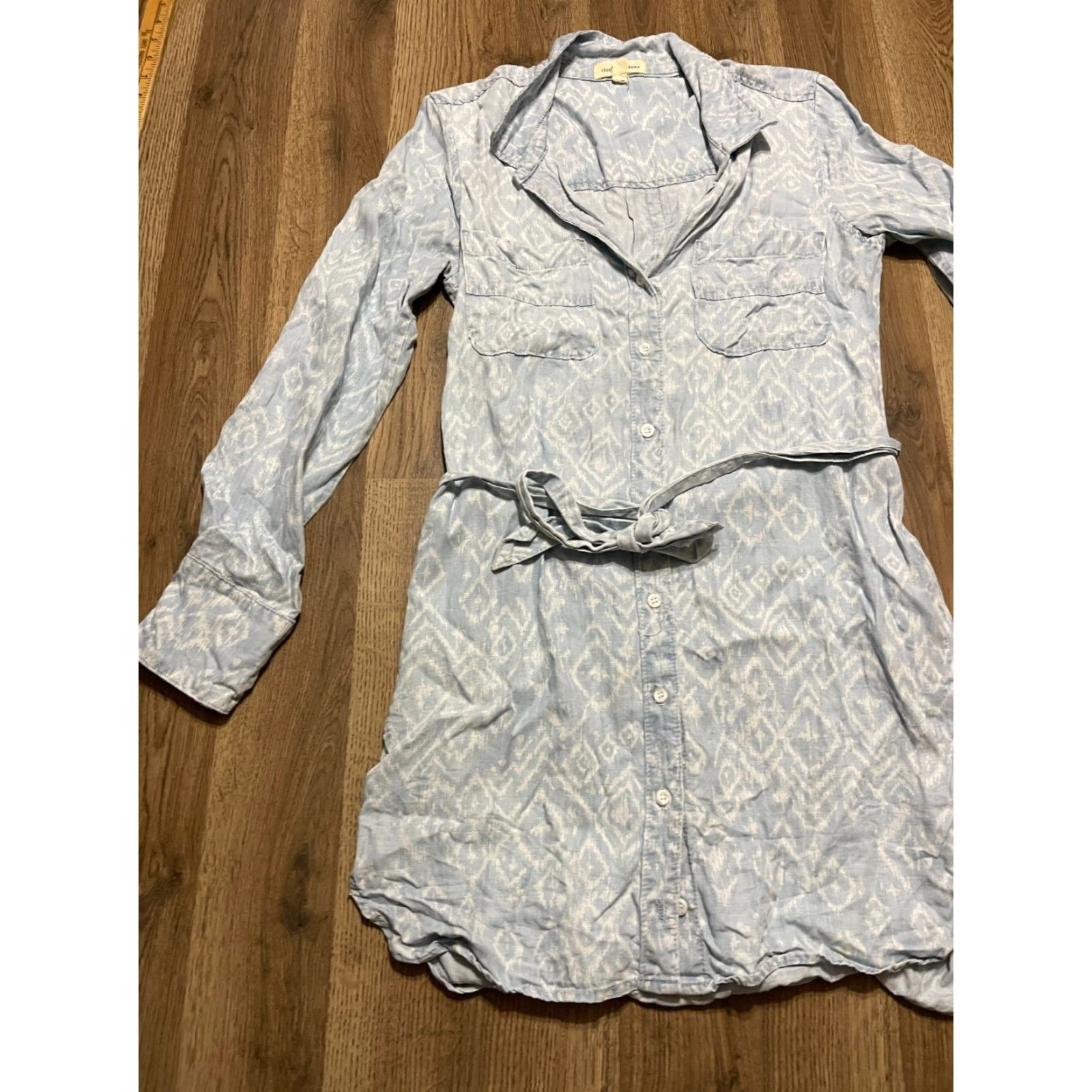 CLOT Cloth & Stone Dress Womens Small Blue White Button Up Long Sleeve Tie Waist Shirt Dress Women Small Casual 90s? Size S / US 4 / IT 40 - 4 Thumbnail