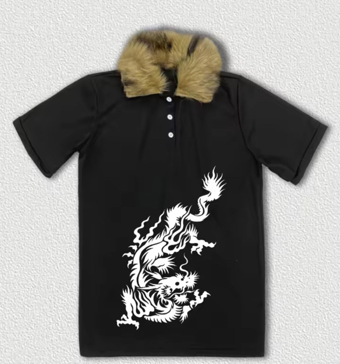 Japanese Brand High Street Calligraphy Dragon Fur Colar Polo T-Shirt Size US XXL / EU 58 / 5 - 1 Thumbnail