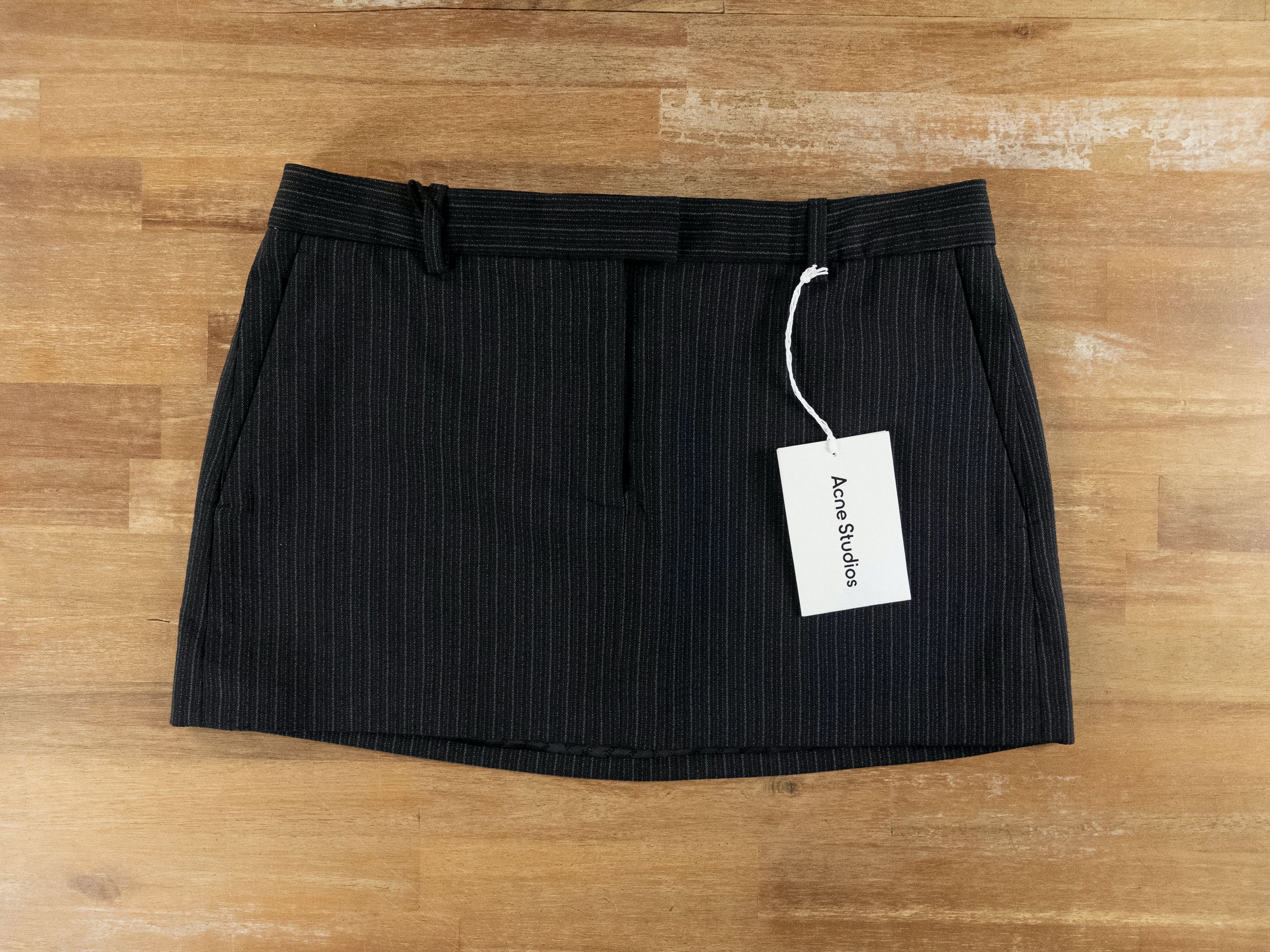 Acne Studios ACNE STUDIOS black striped wool mini skirt Size 6 US / 38 Size 28" / US 6 / IT 42 - 2 Thumbnail