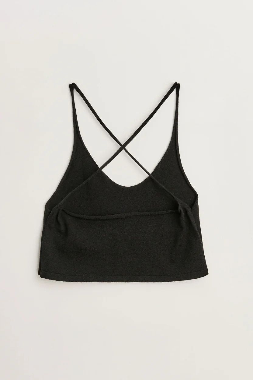 Judy Turner o1mle0425 Lea Cropped Tank Top in Nero Size XS / US 0-2 / IT 36-38 - 2 Thumbnail