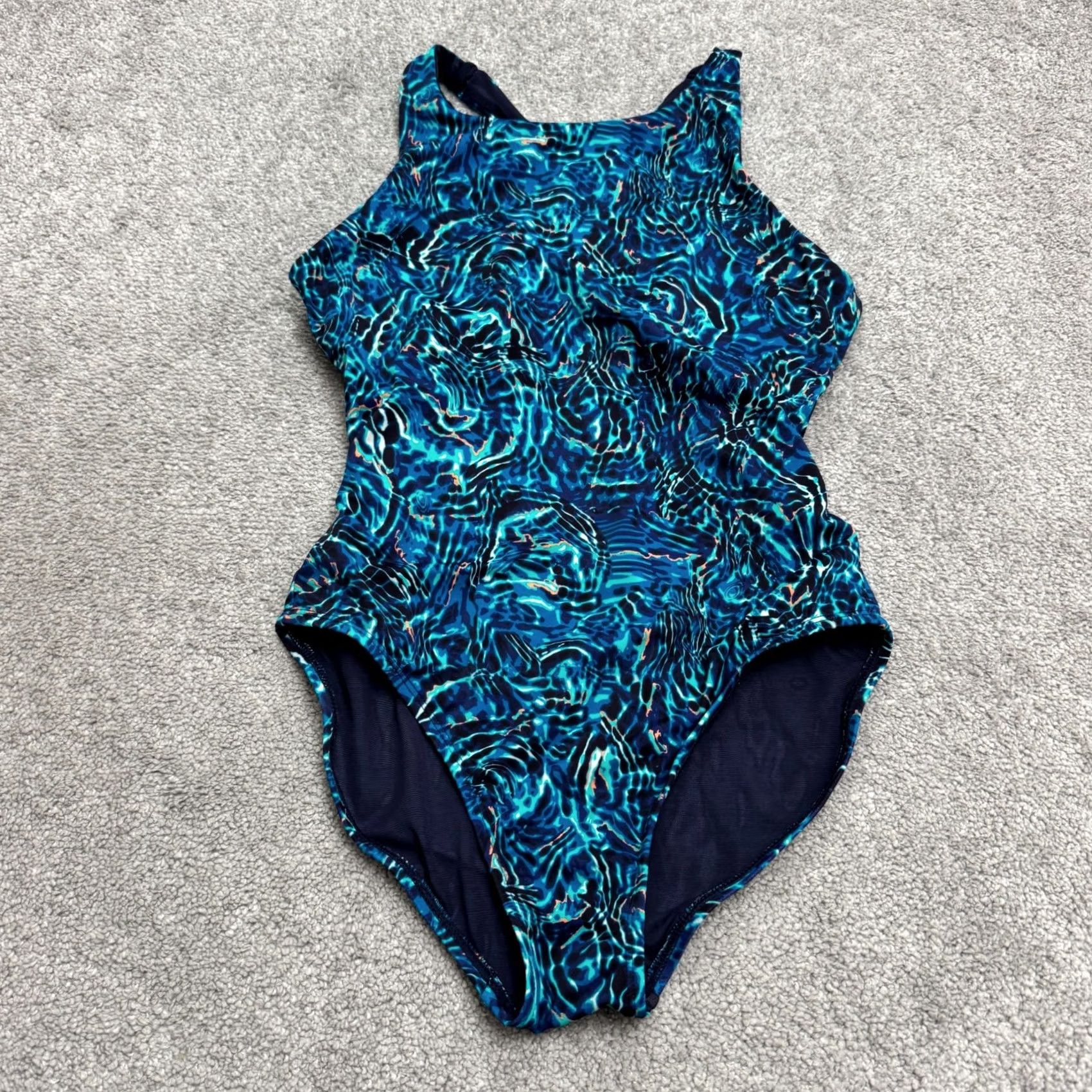 Vintage TYR Abstract Halter One Piece Bodysuit Swimwear Womens Small Blue Training Swim Size S / US 4 / IT 40 - 2 Thumbnail