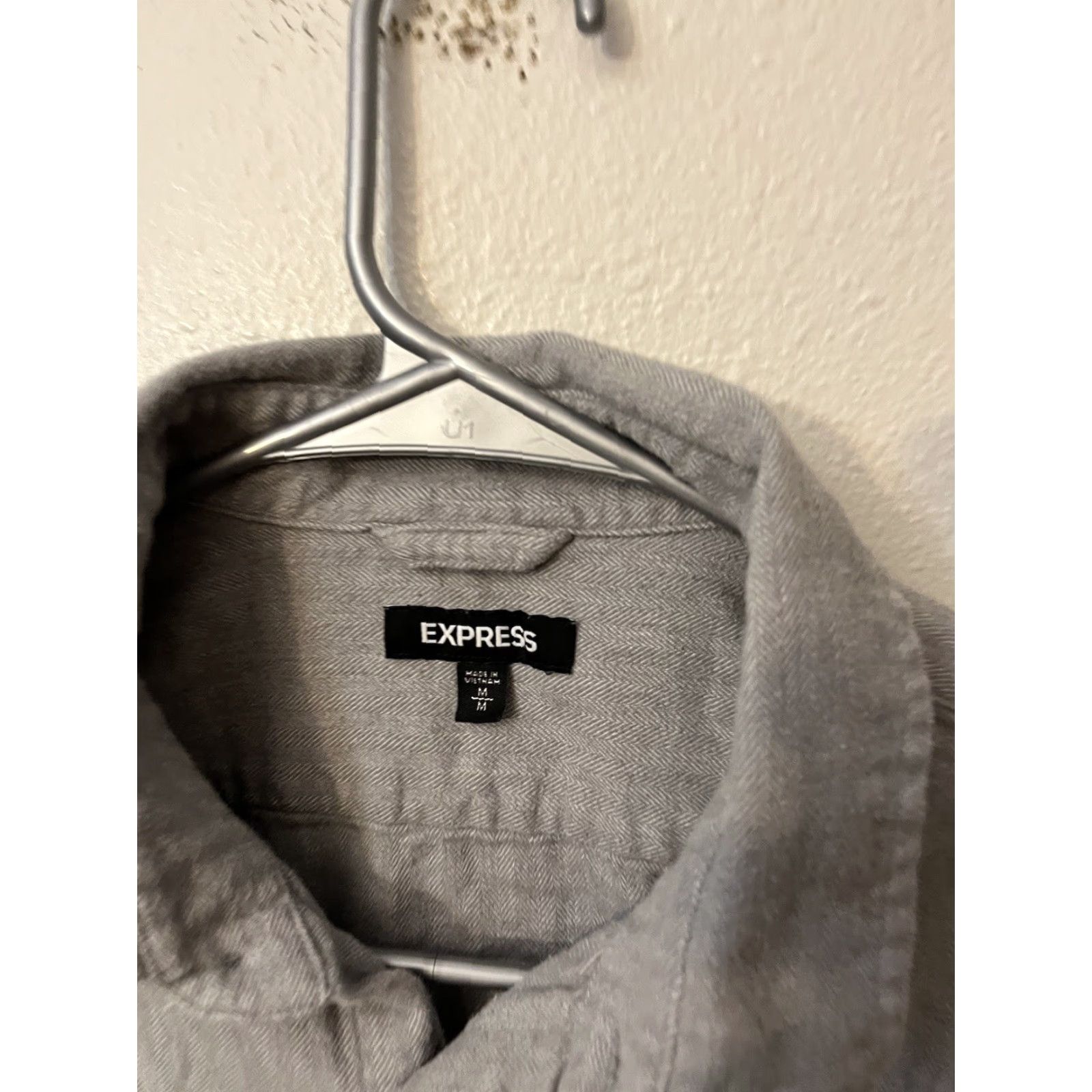 Express Express Button Down Shirt Men’s M Long Sleeve Cotton Solid Gray Slim Soft Wash Size US M / EU 48-50 / 2 - 2 Thumbnail