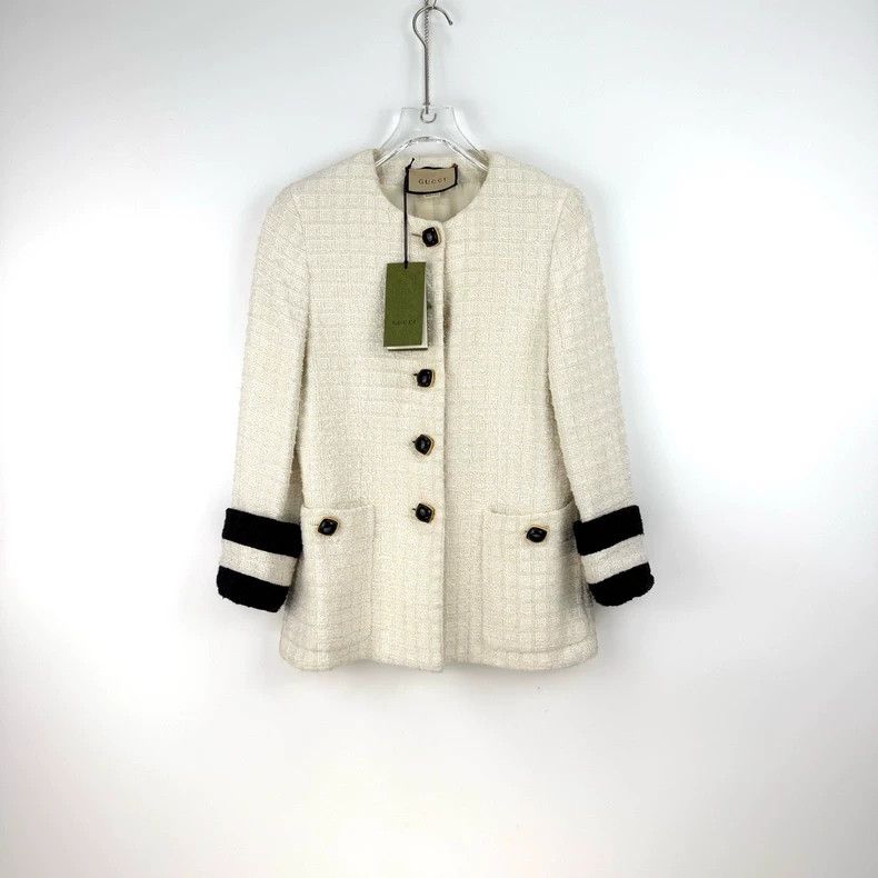 Gucci Gucci Size 38 Milk-white plaid coat 2502-Nextarrow Size US XXS / EU 40 - 3 Thumbnail