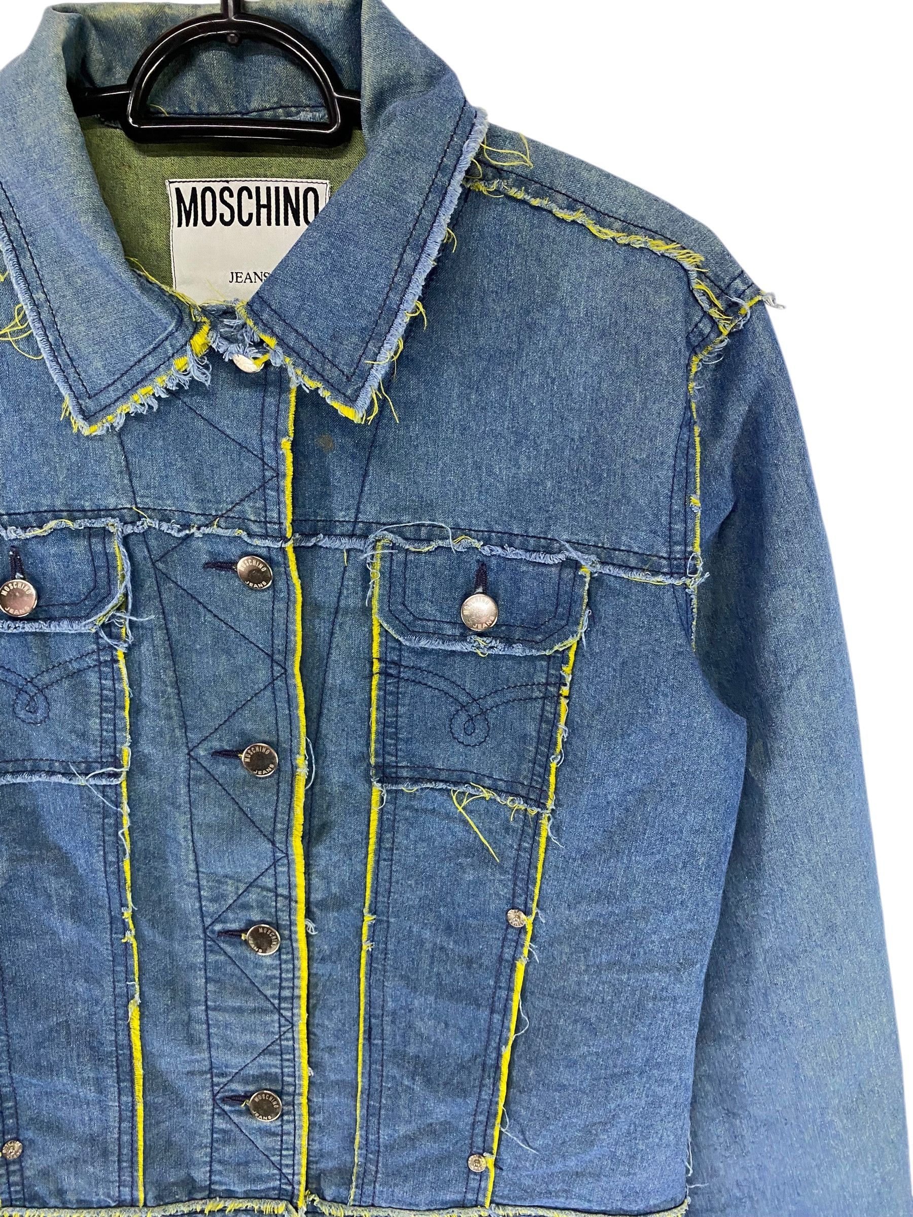 Designer × Moschino Moschino lime frayed edge denim jacket Size L / US 10 / IT 46 - 4 Thumbnail